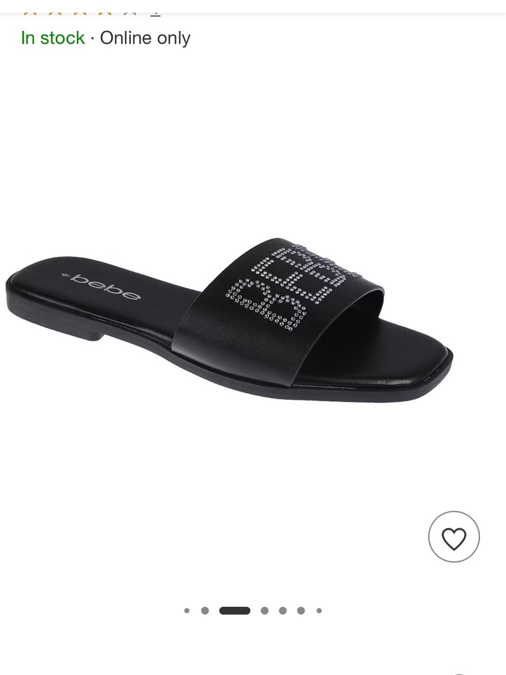 bebe Black Slide Sandal with Crystal Logo